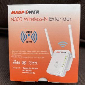 NWT Madpower N300 Wireless-N Extender 300 Mbps Booster White